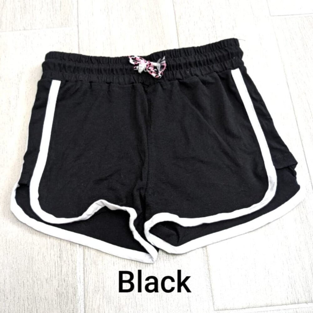 Kids' Soft Black Elastic-Waist Shorts with Braided Tassel Drawstring NWOT